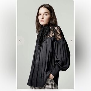 Smythe Black Lace Tie Blouse - size XS